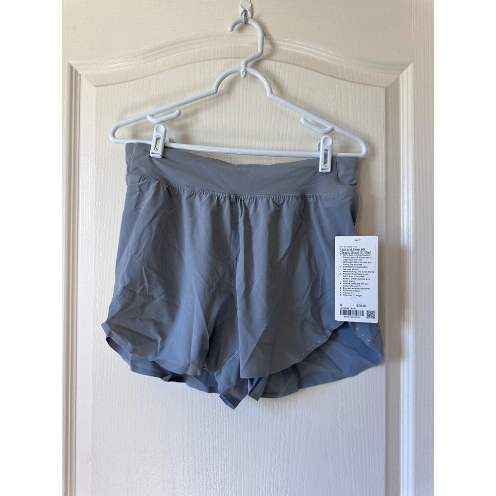 NWT Lululemon Fast And Free HR Classic Short 3" Rhino Grey Size 8